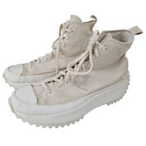 Converse Run Star Hike Embroidered Canvas Platform High Top Women 12‎ Ivory Lug